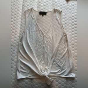 Evereve brand Sunday in Brooklyn Elegant White Sleeveless Top tie front
